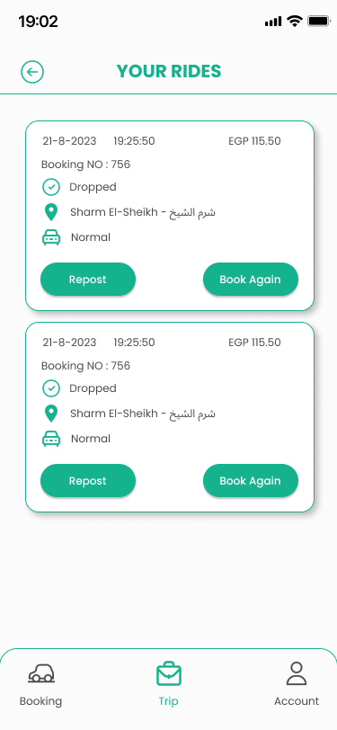 Sharm Taxi Trips History